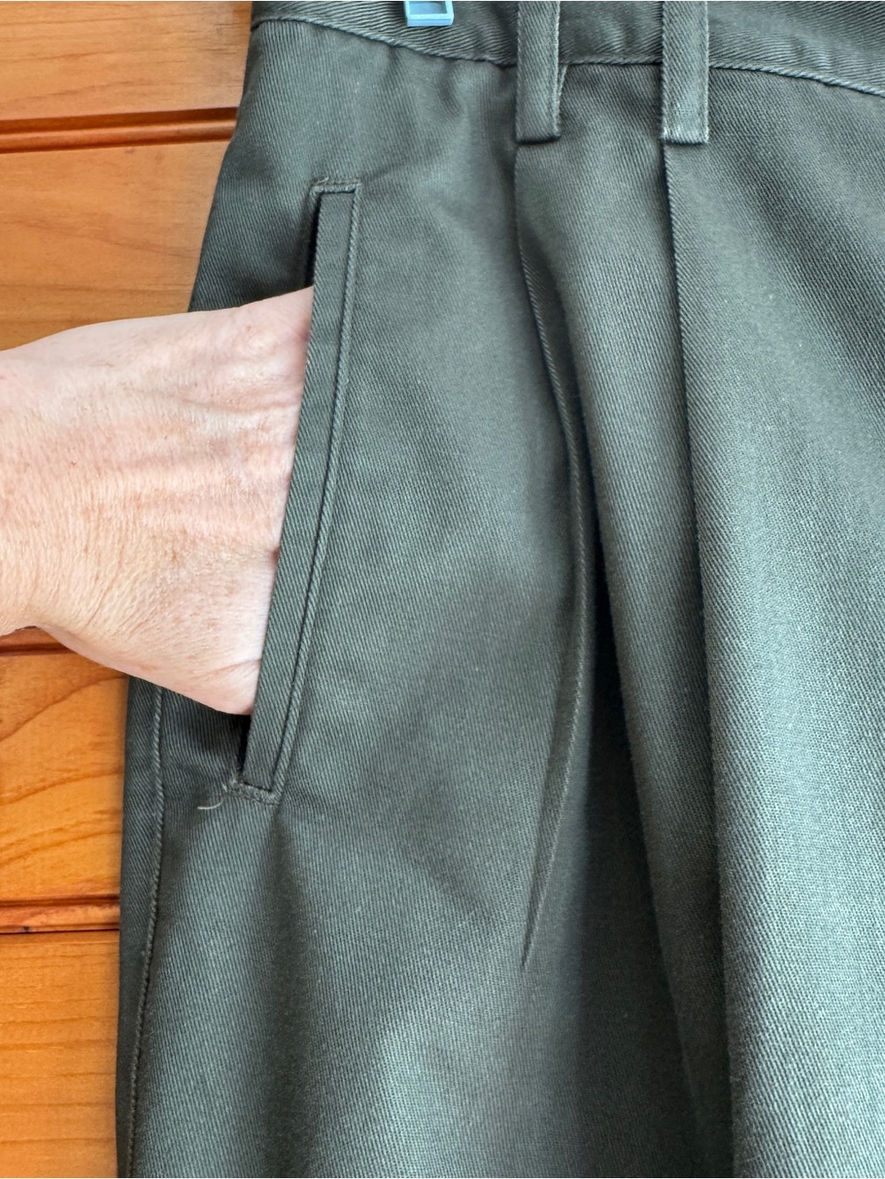 90s Pleated Trousers 12 Olive High Waist Tailored Menswear Vintage Hunt Club - Picture 6 of 14